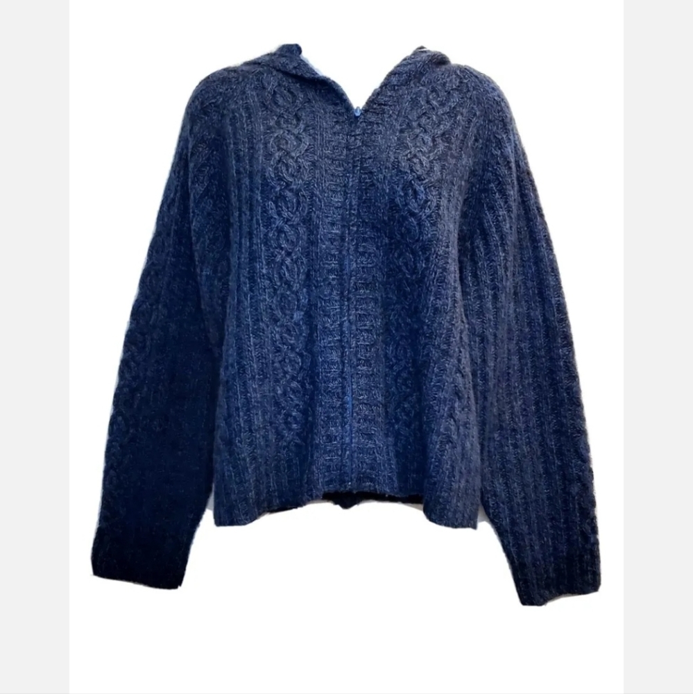 Vintage Navy Blue Cable Knit Cardigan